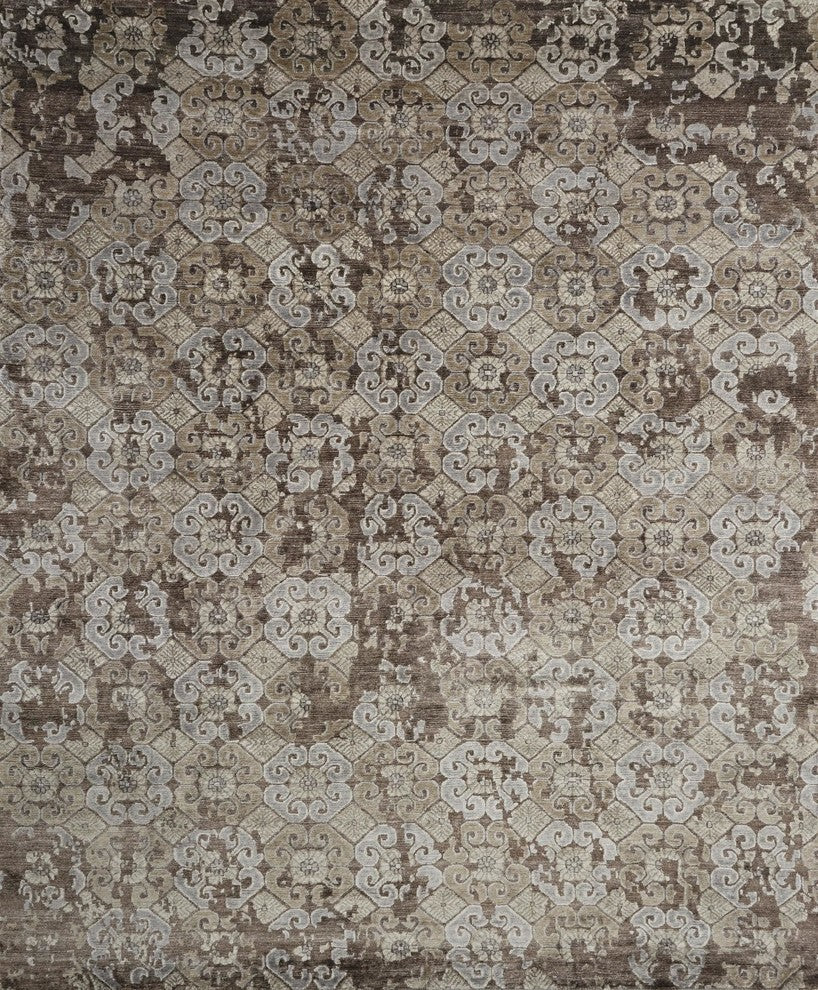 Brown Slate Walnut Hand Knotted Viscose from Bamboo Mirage Area Rug by Loloi, 2'