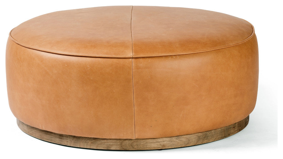 Sinclair Large Round Ottoman-Bttrscotch