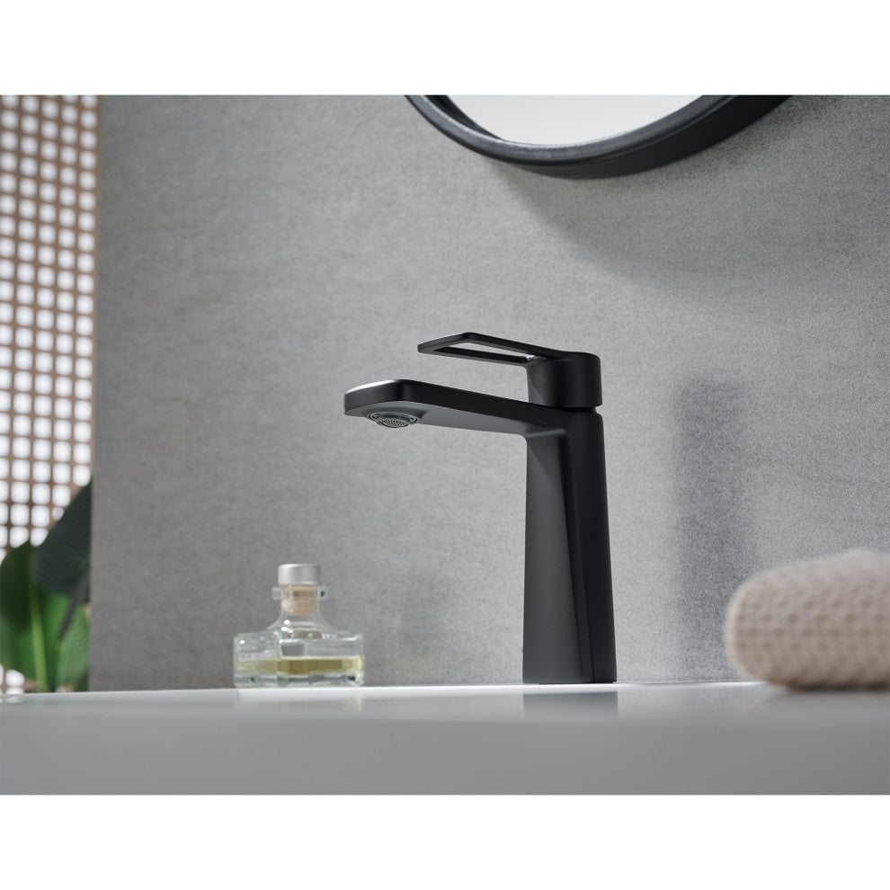 Paula Single Hole Single-Handle Bathroom Faucet, Matte Black