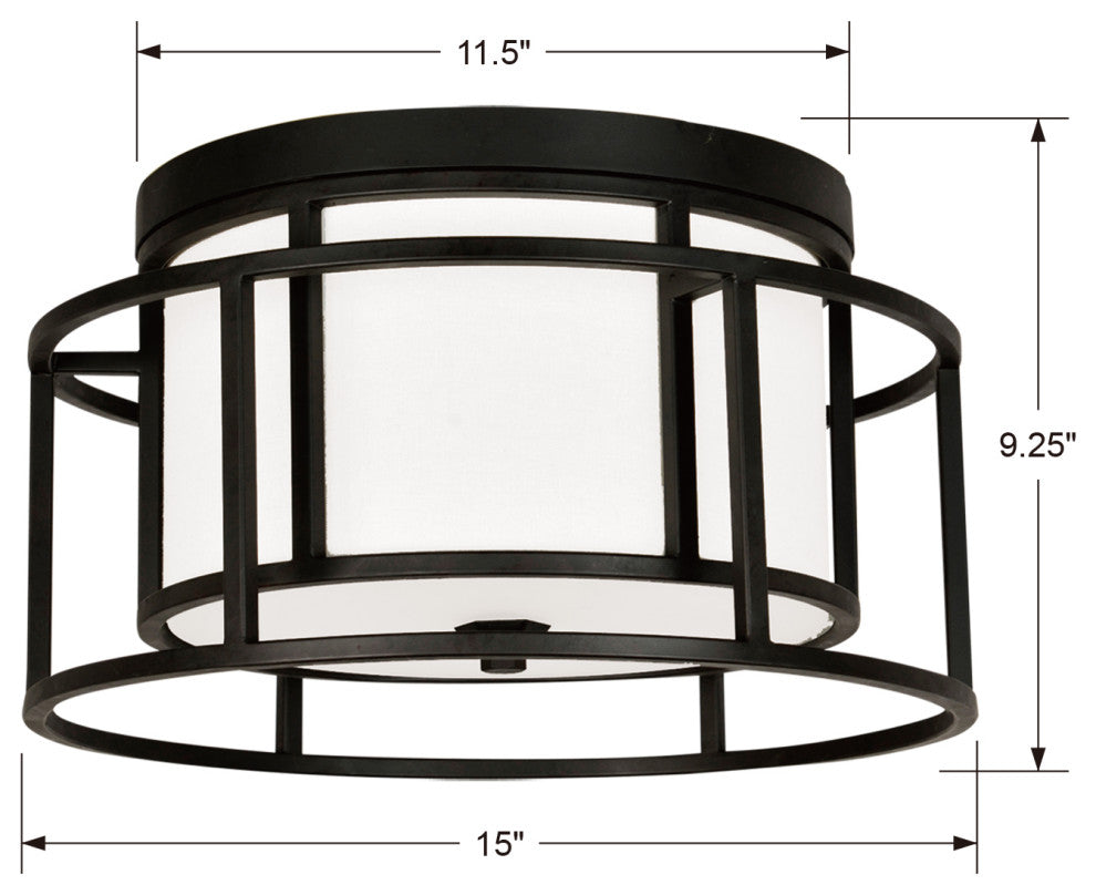 Hulton 2-Light Ceiling Mount, Matte Black Finish