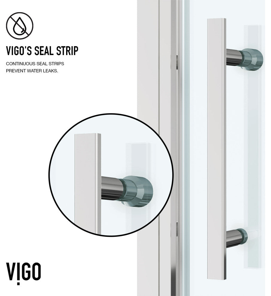 VIGO Astoria Framed Pivot Shower Door, Chrome, 30" W X 76" H, Clear Glass