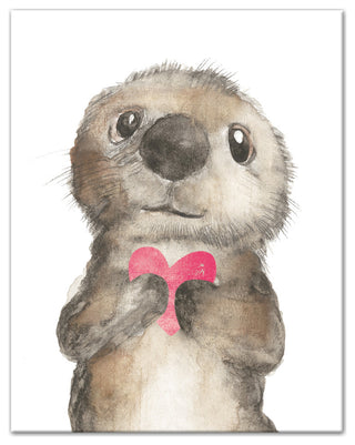 Otter With Heart 11x14 Canvas Wall Art