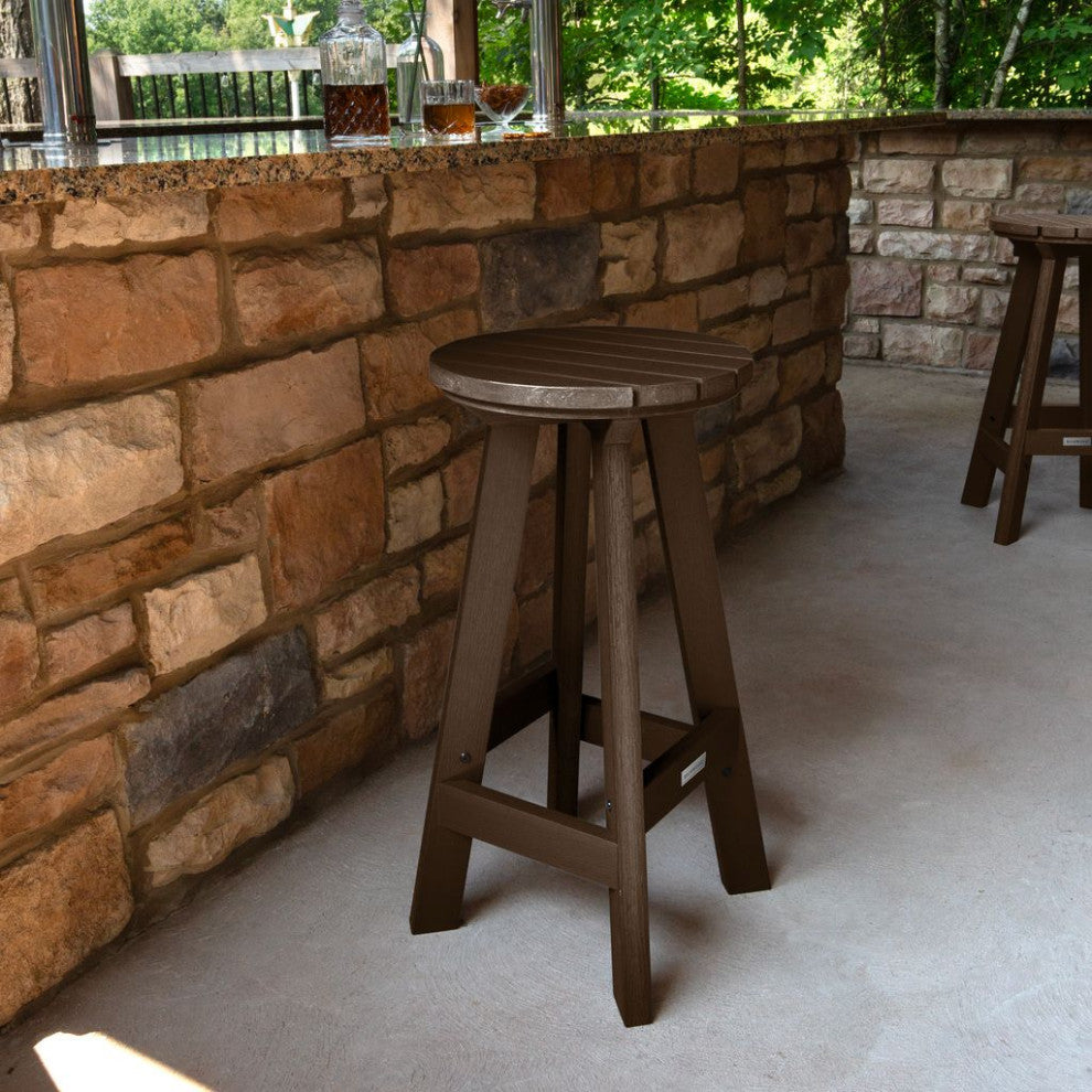 Birch Round Bar Height Stool, Weathered Acorn