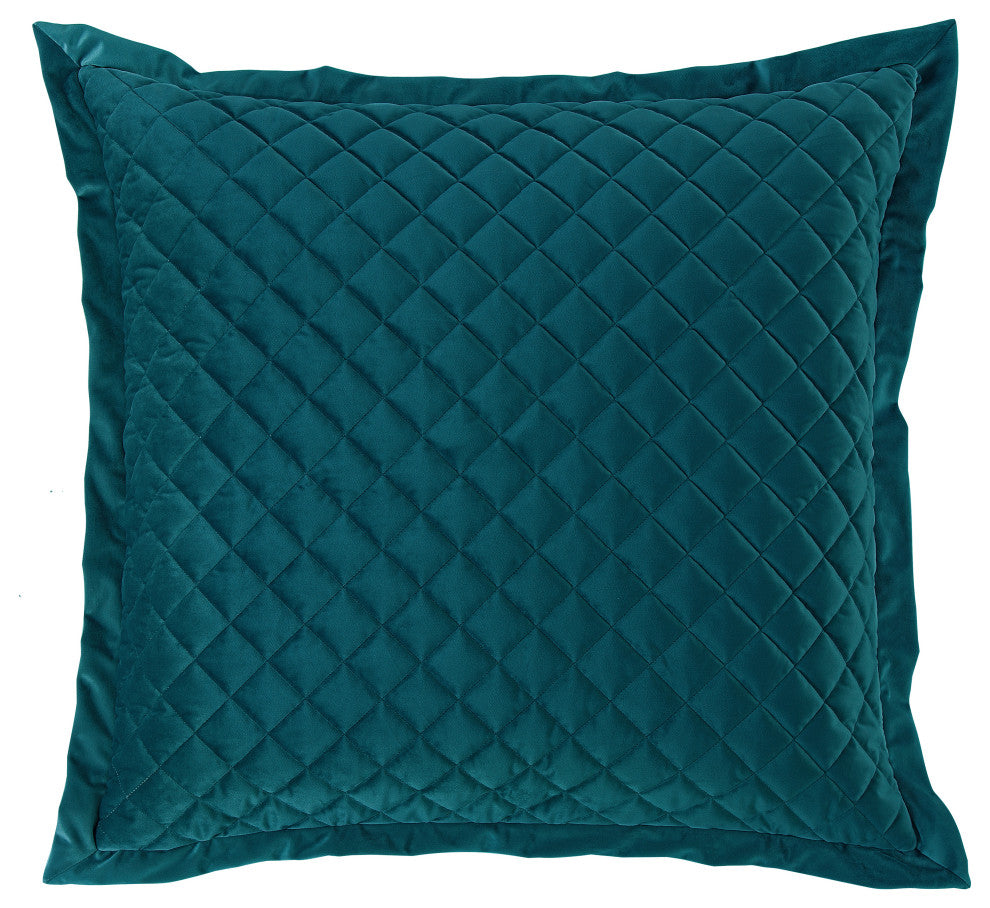 Velvet Euro Sham, 27"x27", Teal