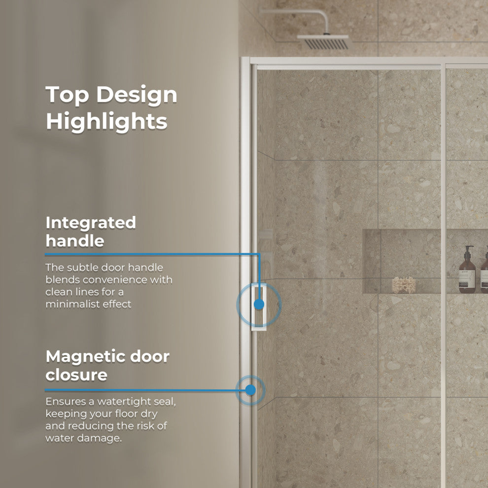 Stanford Sliding Fluted Alcove Shower Door, Satin Nickel, Clear Glass, 60"