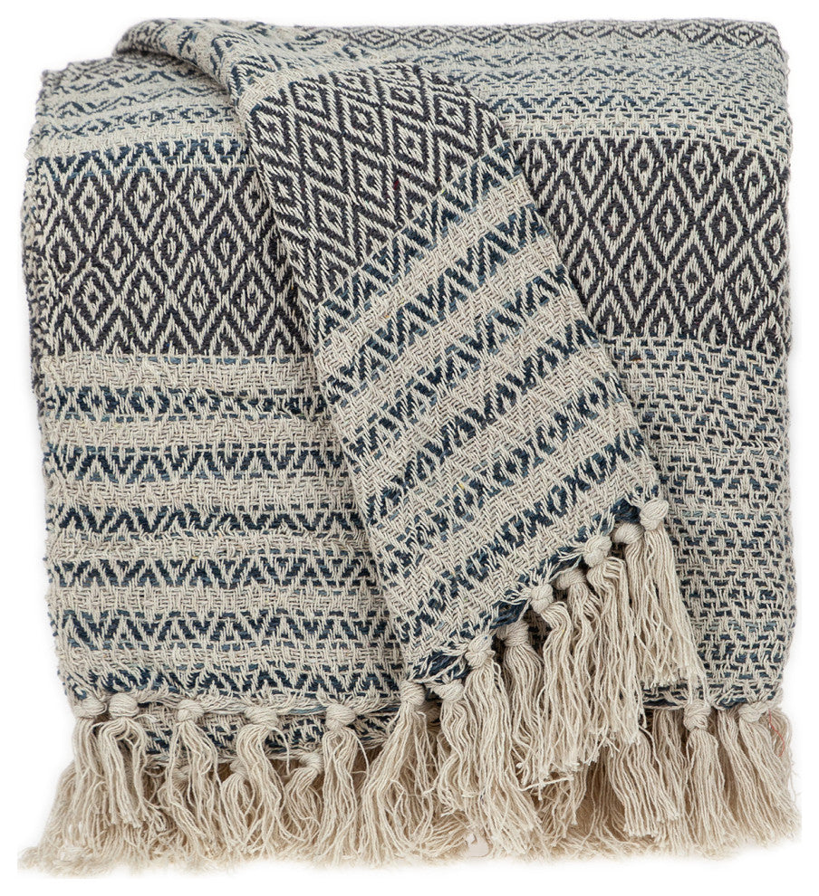 Beige and Taupe Diamond Weave Handloom Throw