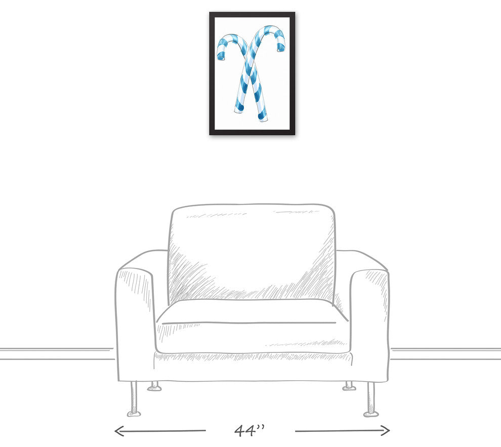 Blue Candy Canes 12x18 Black Framed Canvas
