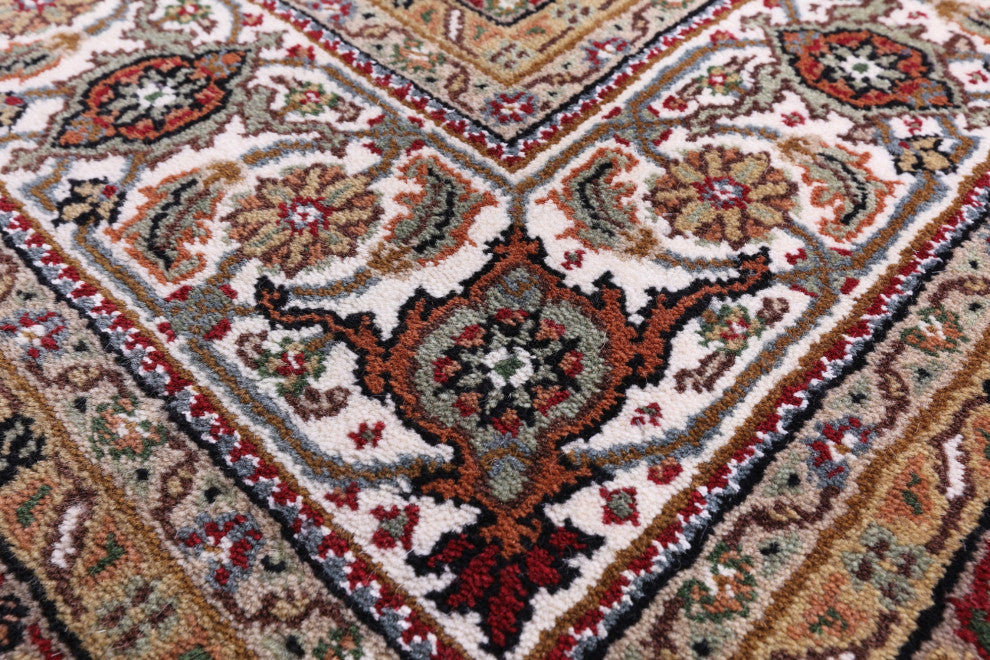 8' 0" X 9' 11" Persian Tabriz Wool & Silk Hand-Knotted Rug - Q13010