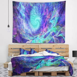 Blue Spiral Kaleidoscope Abstract Wall Tapestry, 39"x32"