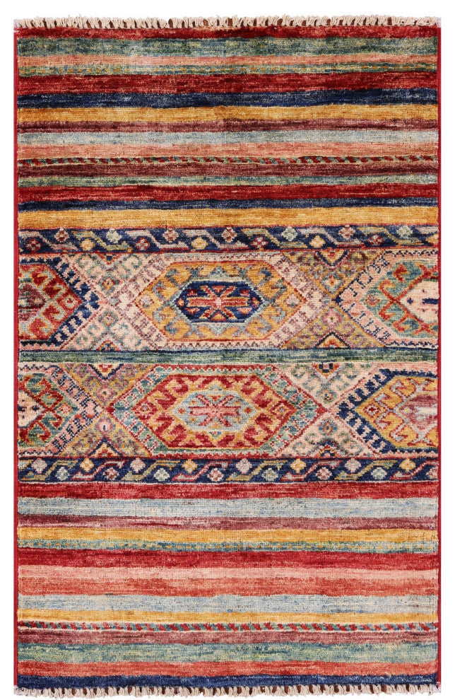 2' 0" X 3' 1" Super Kazak Khorjin Hand-Knotted Wool Rug Q10906
