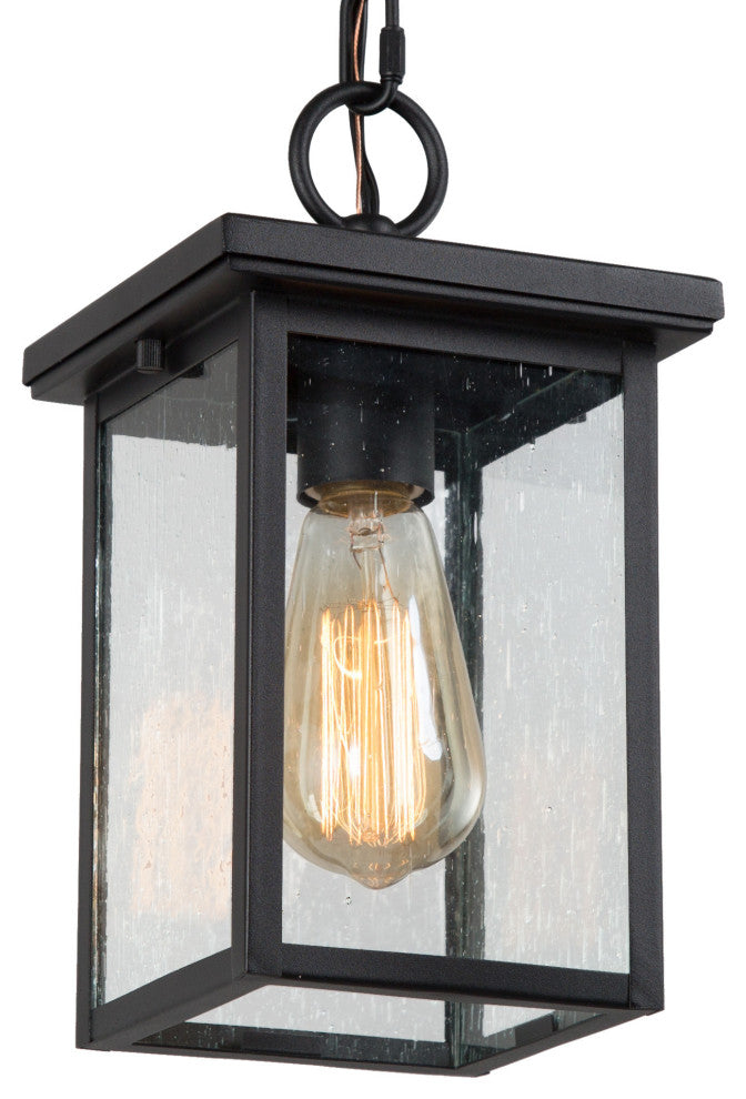 LNC Transitional 1-Light Black Square Outdoor Lighting, Single Pendant