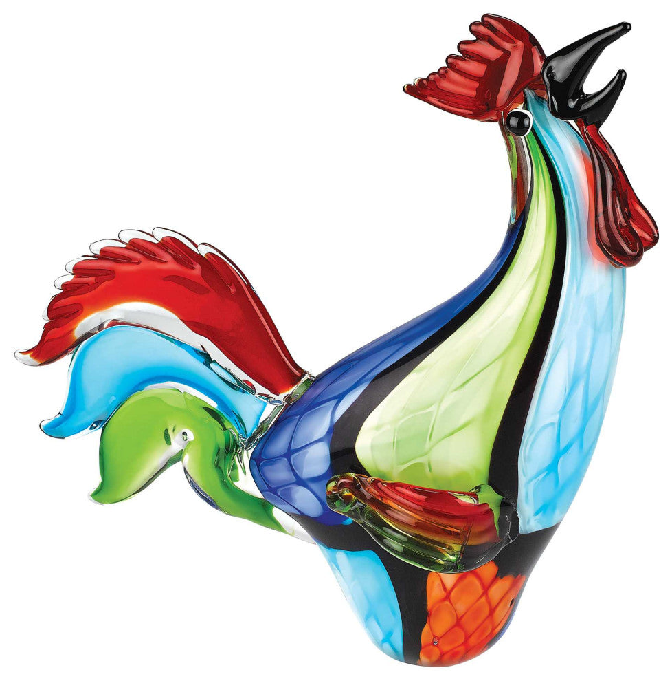16" Mouth Blown Super Rooster Art Glass