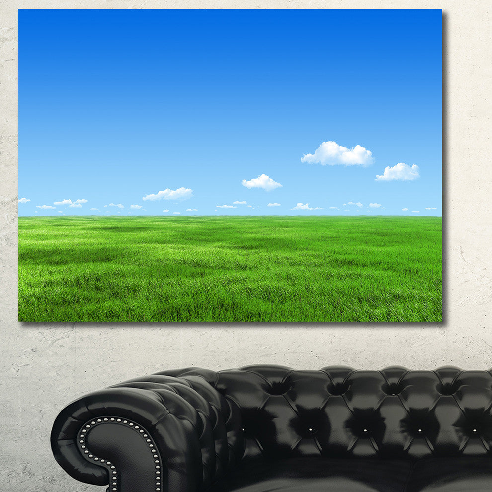 Green Meadow and Blue Sky, Landscape Canvas Art Print, 60x40