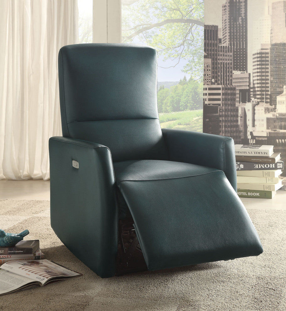 HomeRoots 28" X 37" X 40" Blue Leather-Aire Power Motion Recliner
