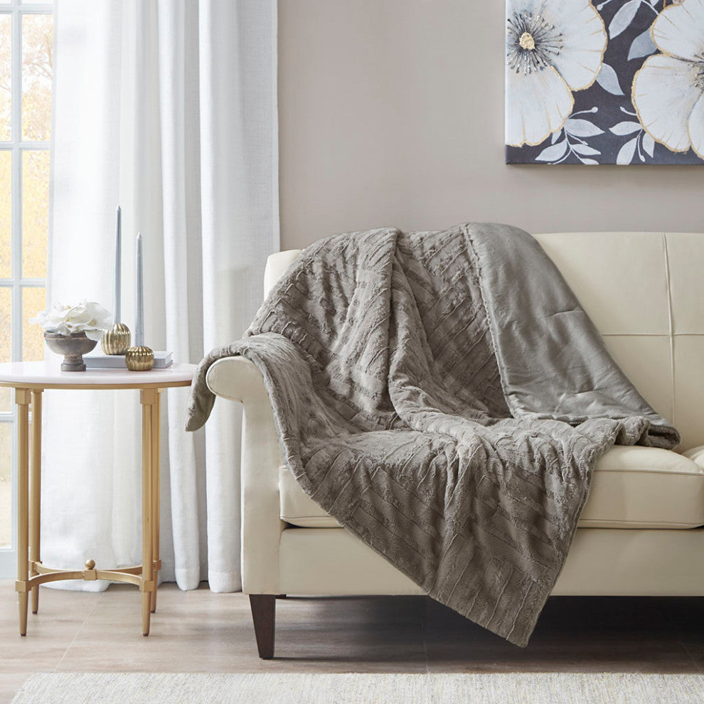 Madison Park Arctic Ultra Plush 50x60" Throw Blanket, Grey