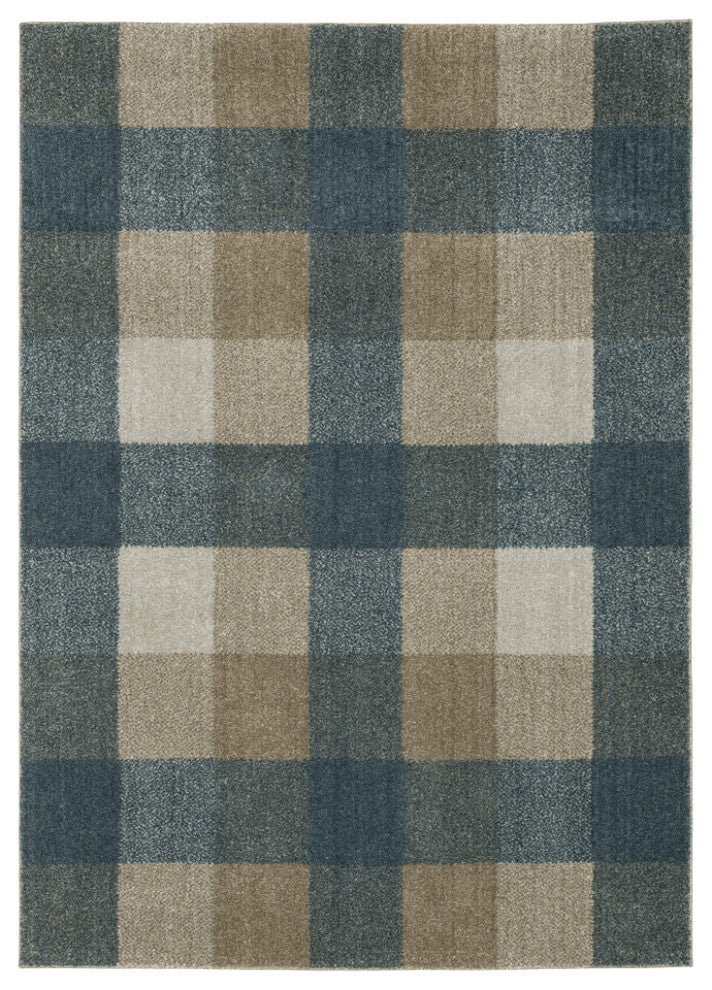 5' X 8' Tan and Gray Geometric Power Loom Area Rug