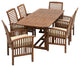 7-Piece Acacia Patio Dining Set With Cushions, Dark Brown
