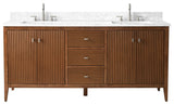 Vanity Art Freestanding Vanity, Walnut, 72", Double Sink, Brushed Nickel