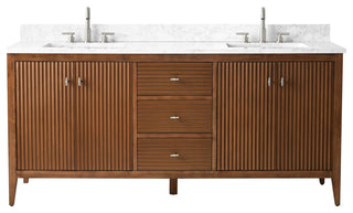 Vanity Art Freestanding Vanity, Walnut, 72", Double Sink, Brushed Nickel