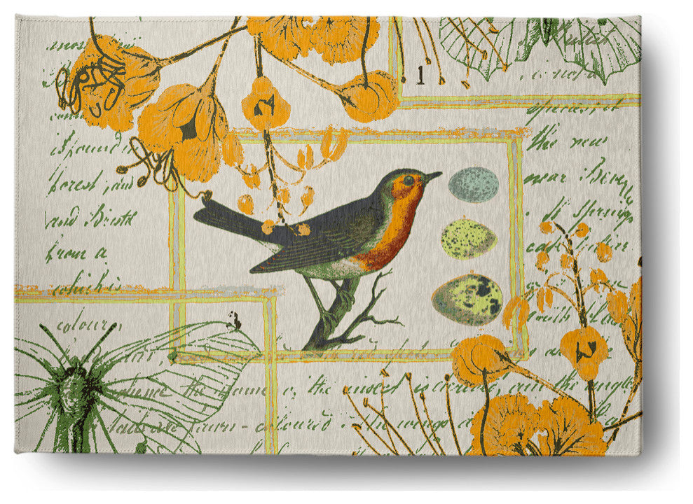 Singing Bird Spring Chenille Rug, Mango, 5'x7'