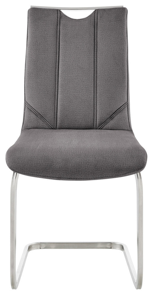 Pacific Gray Dining Room Accent Chair Set of 2, Gray and Stainless Steel