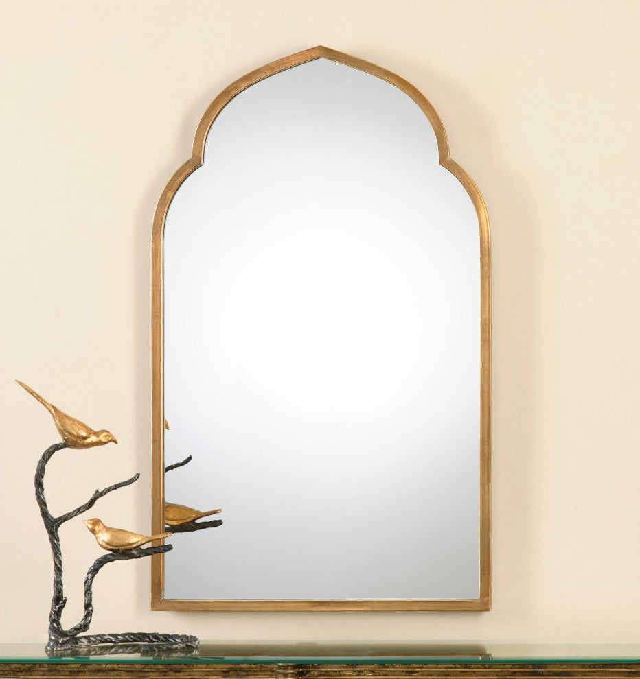 Uttermost Kenitra Contemporary Style Metal Arch Mirror in Gold Finish