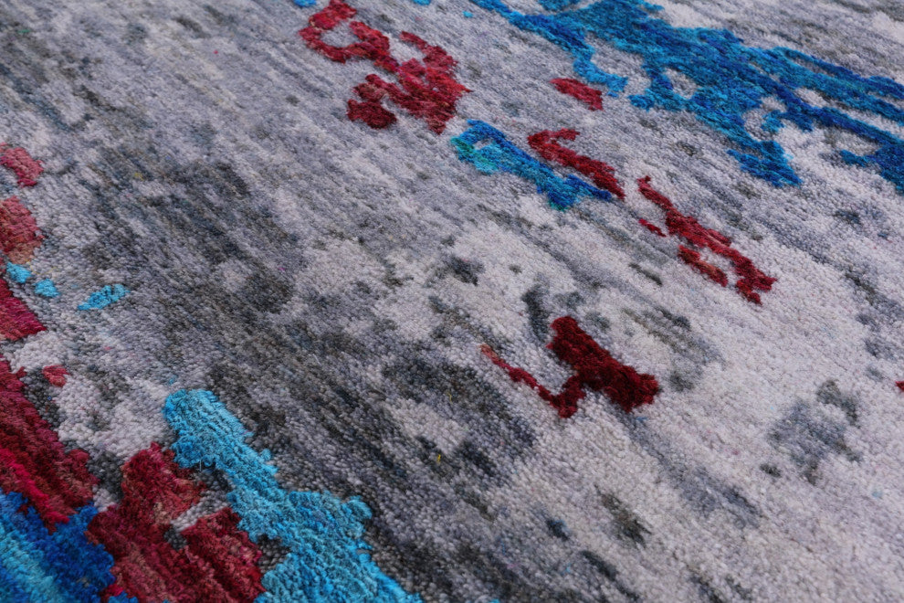 8' 1" X 10' 0" Handmade Wool & Silk Abstract Rug - Q13499