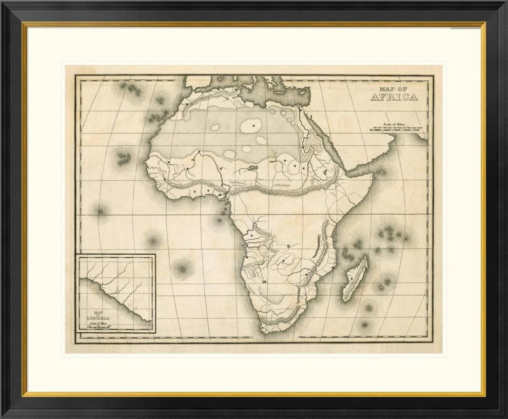 "Map of Africa, 1839" Framed Digital Print by Samuel Augustus Mitchell, 40x33"