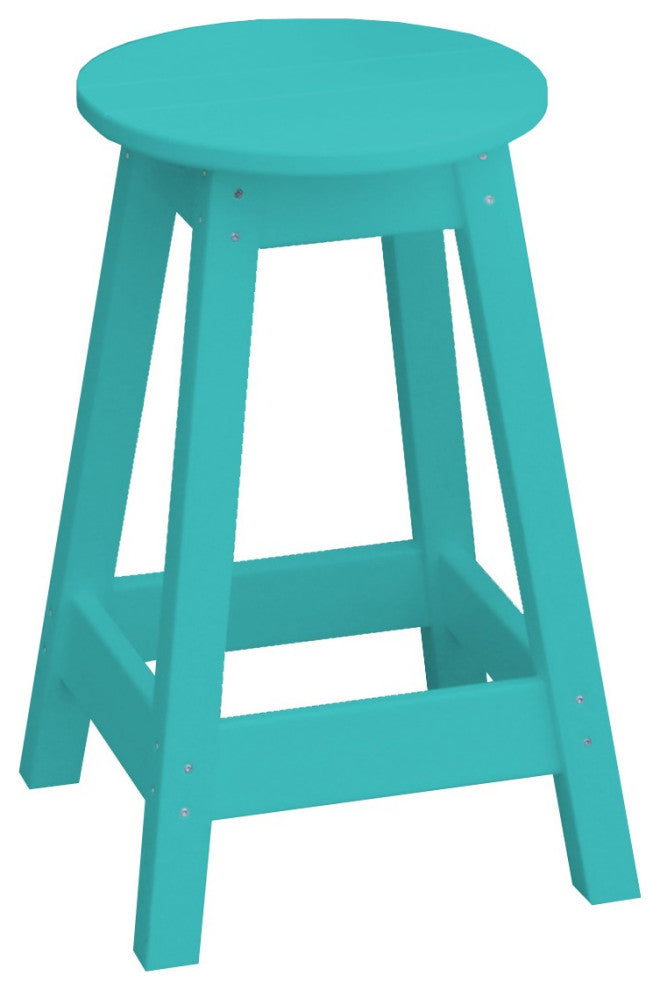 Poly Lumber Bar Stool, Aruba Blue, Dining Height, Round