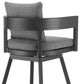 Menorca Outdoor Patio Swivel Bar Stool, Aluminum With Gray Cushions