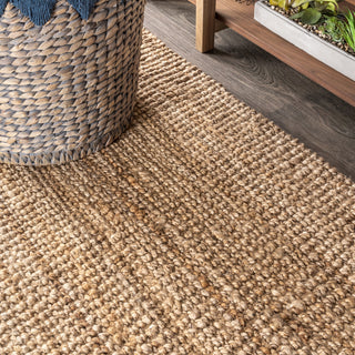Pata Hand Woven Chunky Jute Natural 7' Square Area Rug