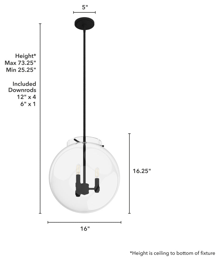 Sacha Natural Iron 3 Light Globe Pendant Ceiling Light Fixture