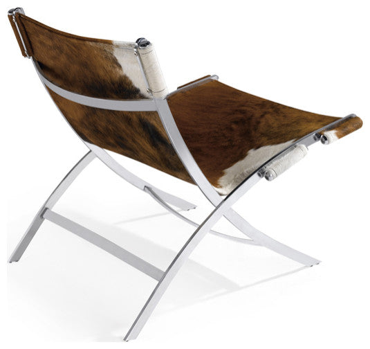 Cowhide Accent Chair in Brown, Black and White