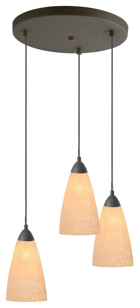Art Glass 3-Light Multi-Light Pendant, Matte Glass, Matte Black