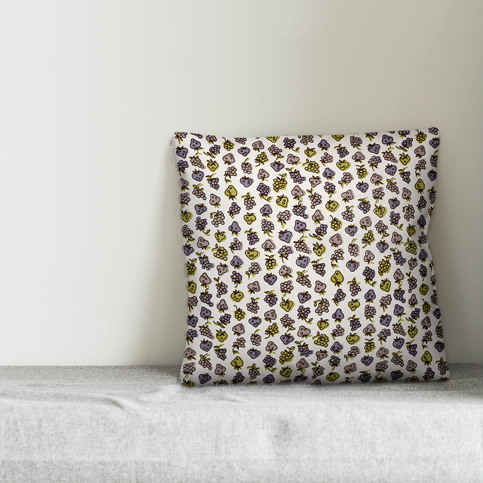 Purple Fruit Pattern Throw Pillow, 16"x16"