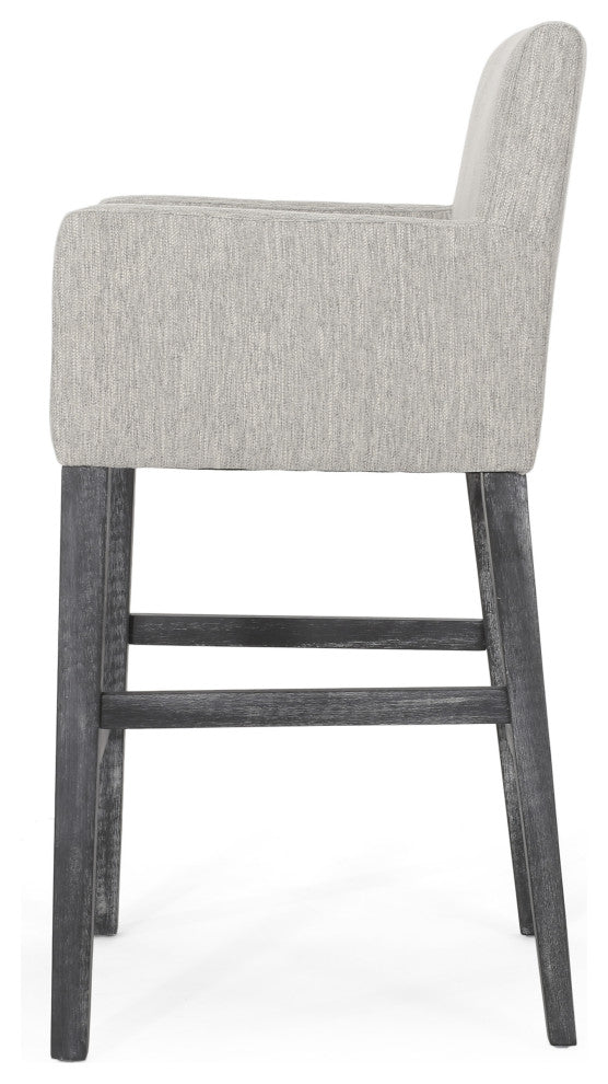 Chaparral Contemporary Fabric Upholstered Wood 30.5" Barstools, Set of 2, Light Gray/Gray