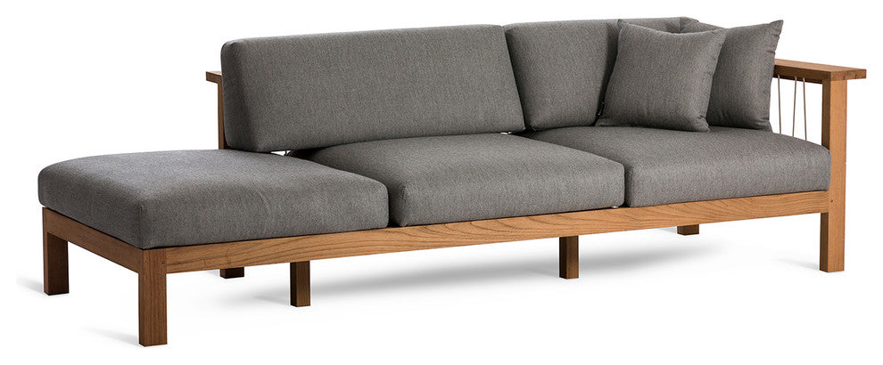 OASIQ MARO Chaise Lounge With Decorative Pillows, Charcoal Chine, Right Arm