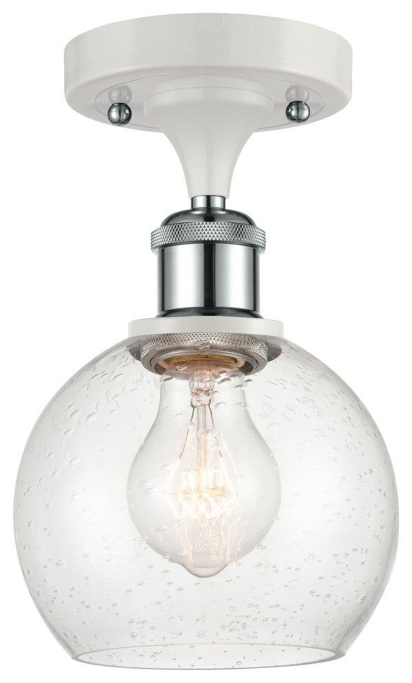 Innovations 516-1C-WPC-G124-6 1 Light Semi-Flush Mount, White, Polished Chrome