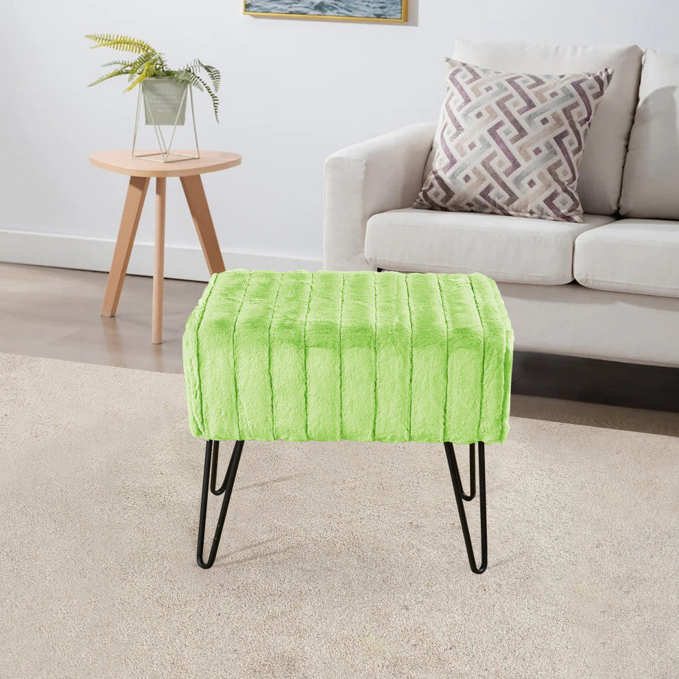 Serenta Super Mink Ottoman, Nile Green, 19''x13''x17''