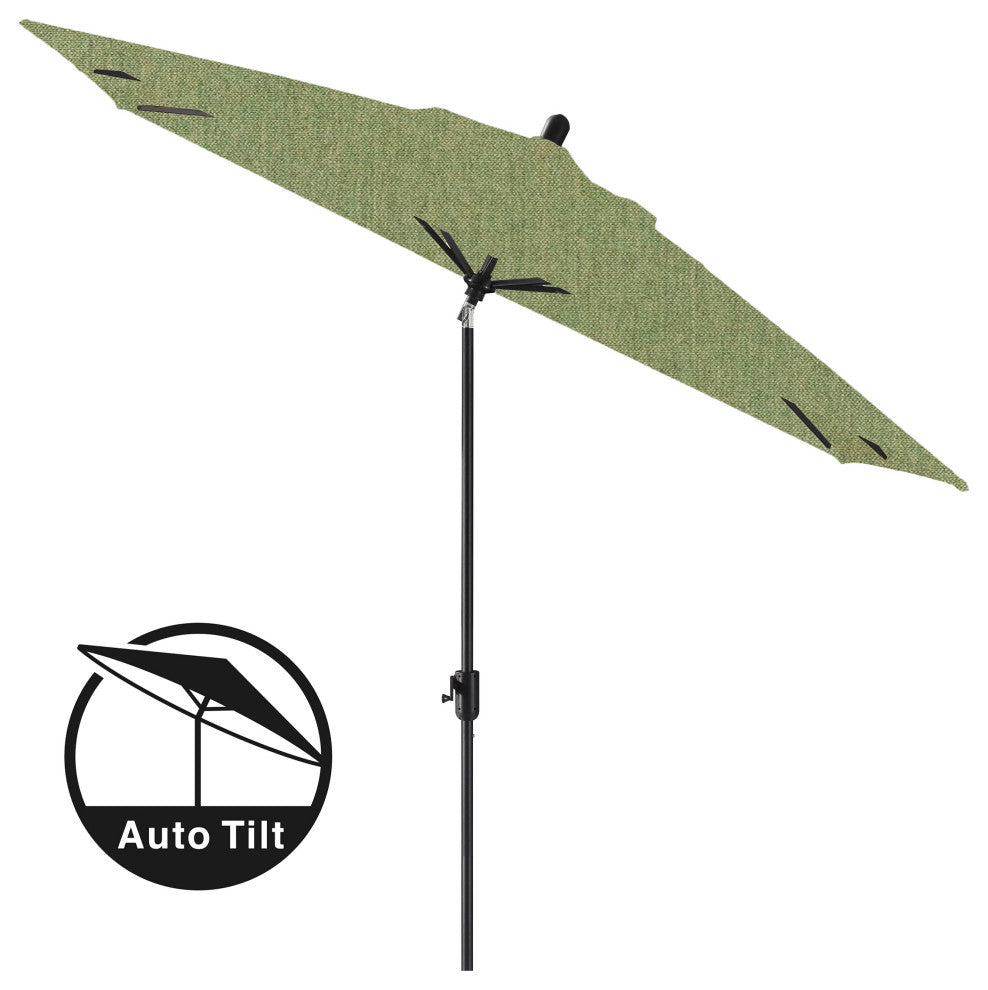 10'x6.5' Rectangular Auto Tilt Market Umbrella, Grey Frame, Sunbrella, Fern