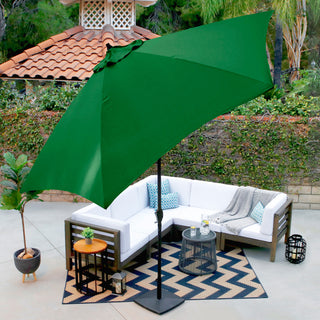 Astella 11' Round Table Patio Umbrella, Auto Crank Lift, Polyester, Hunter Green
