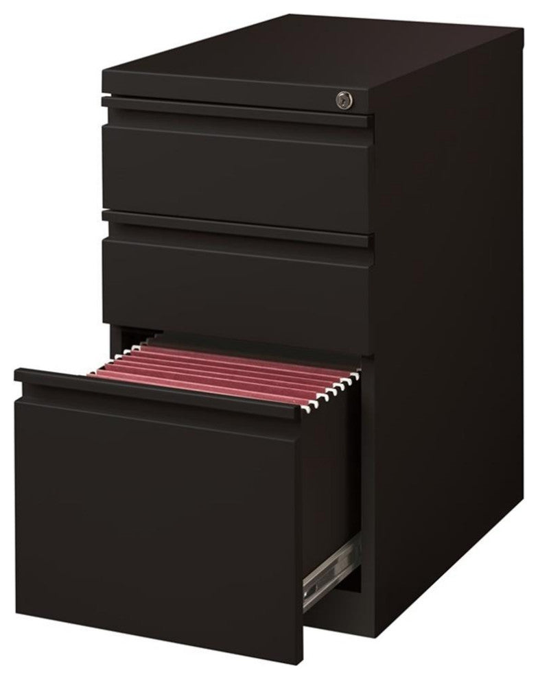 Hirsh 23-in Deep Mobile Metal Pedestal 3-Drawer Box/Box/File Black