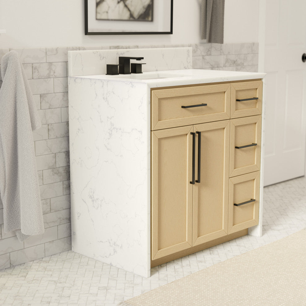Palisade 36" Bathroom Vanity, Blonde, Engineered Marble