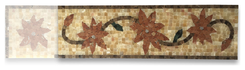 Marble Mosaic Border Listello Tile Fatsia Rojo 5.9x19.7 Polished, 1 piece