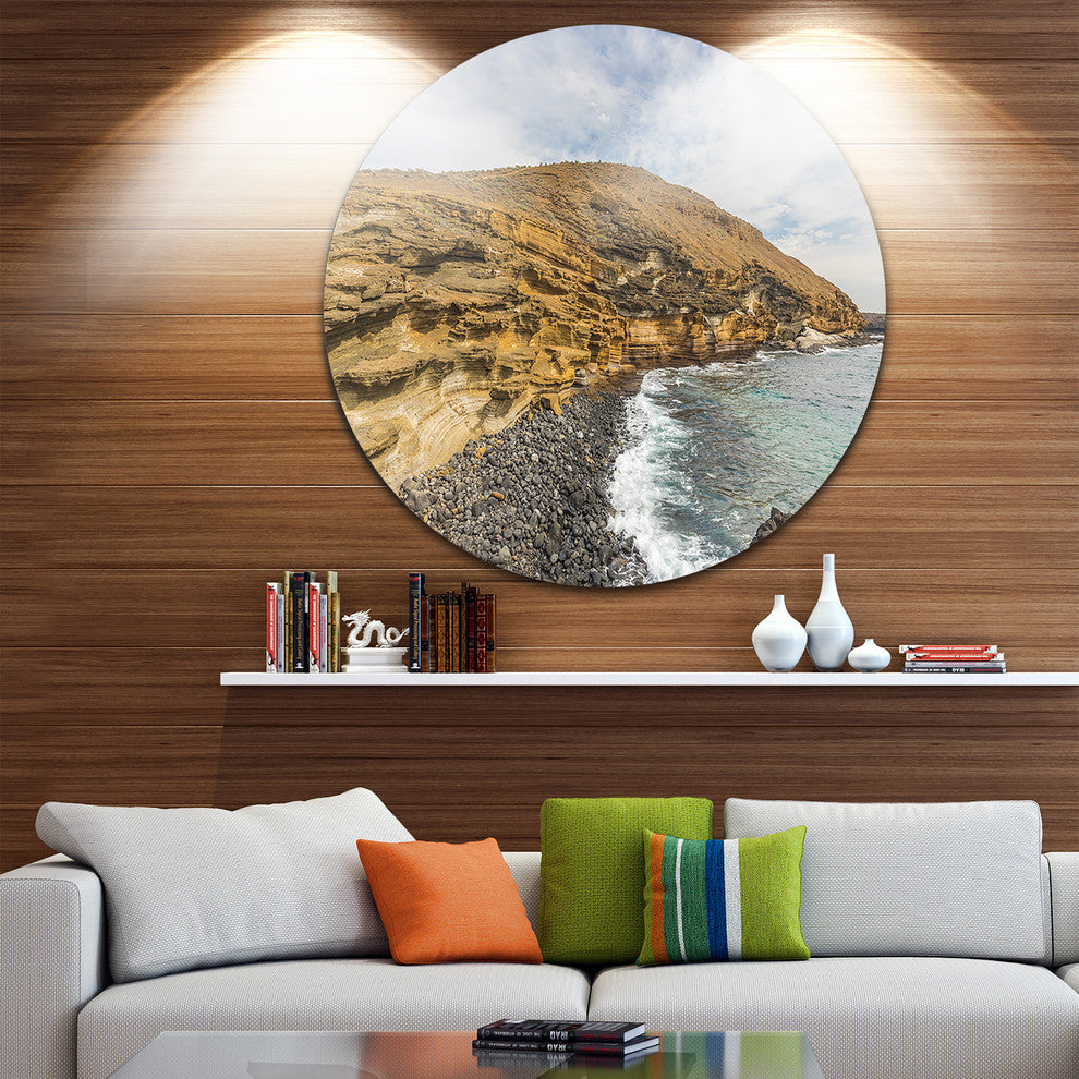Peninsula Going Beyond The Horizon, Seascape Disc Metal Wall Art, 11"