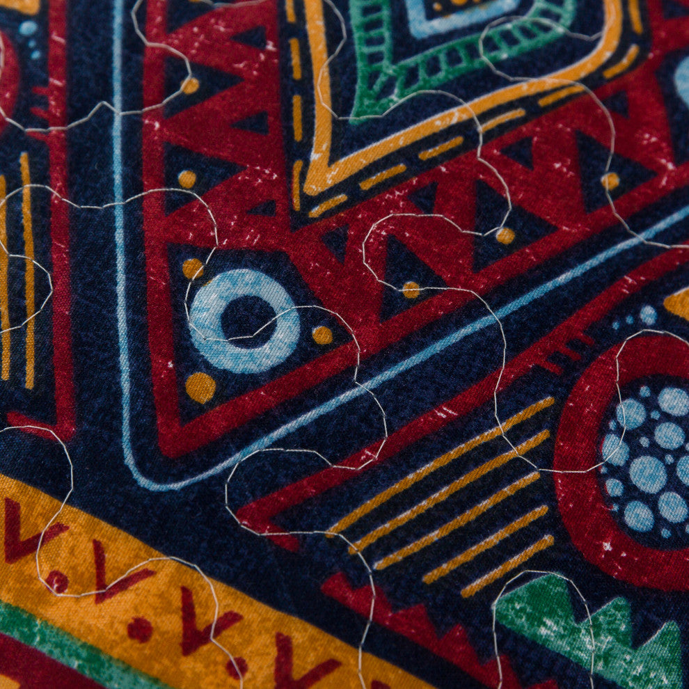 Southwestern Aztec Bohemian Desert Tribal Diamond Colorful Quilted Bedspread Set