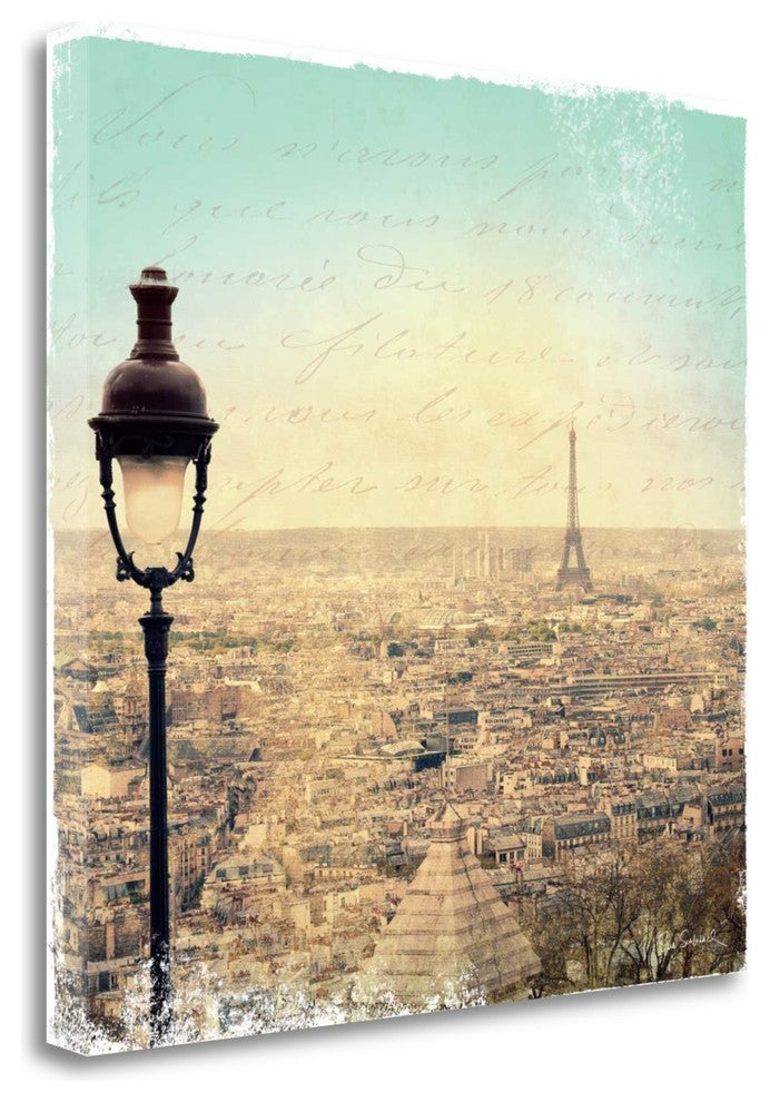 "Eiffel Landscape Letter Blue I" By Sue Schlabach, Giclee on Gallery Wrap Canvas