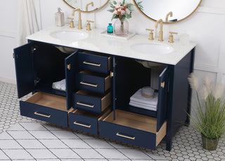 Blue 60" Double Sink Bathroom Vanity