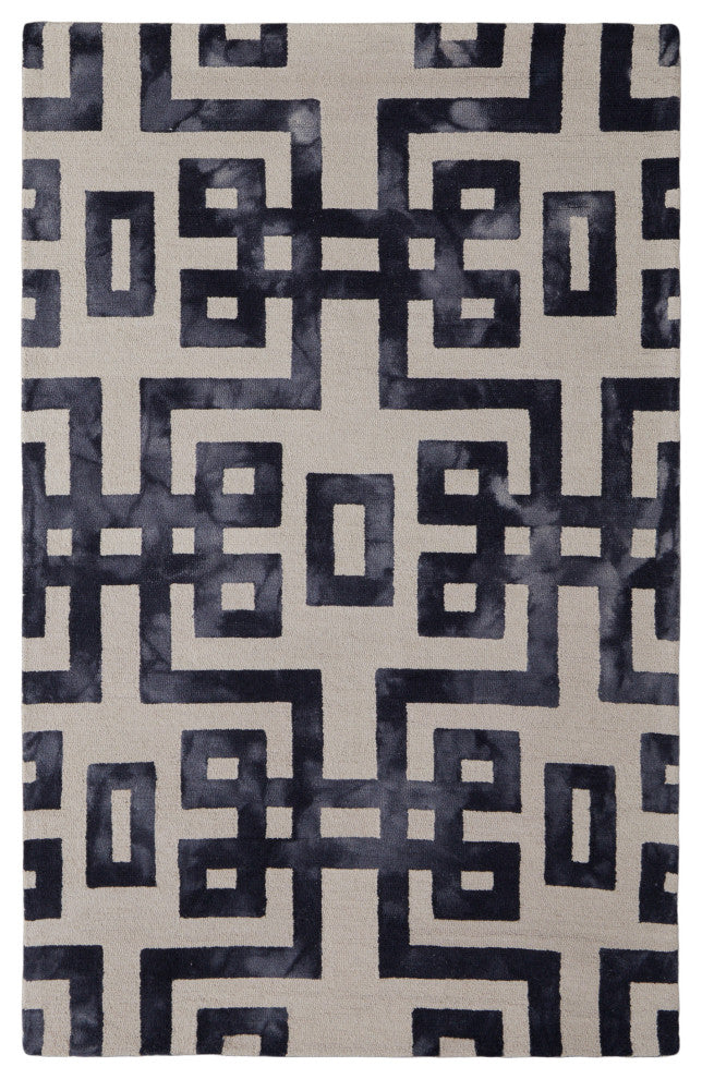 Weave & Wander Marengo Tufted Key Wool Rug, Black, 5'x8'