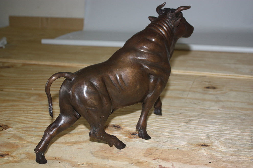 15" Bull Head Up Bronze Statue